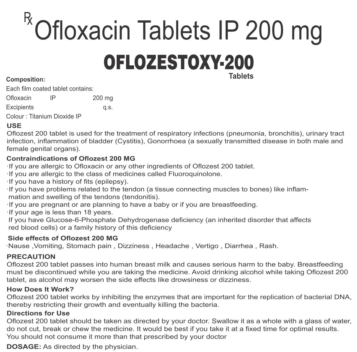 OFLOZESTOXY 200 MG TABLETS